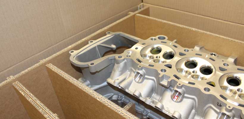 VCI packaging An engine block inside VCI Packaging