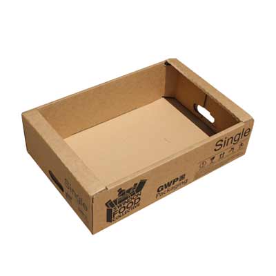 Cardboard produce tray with print