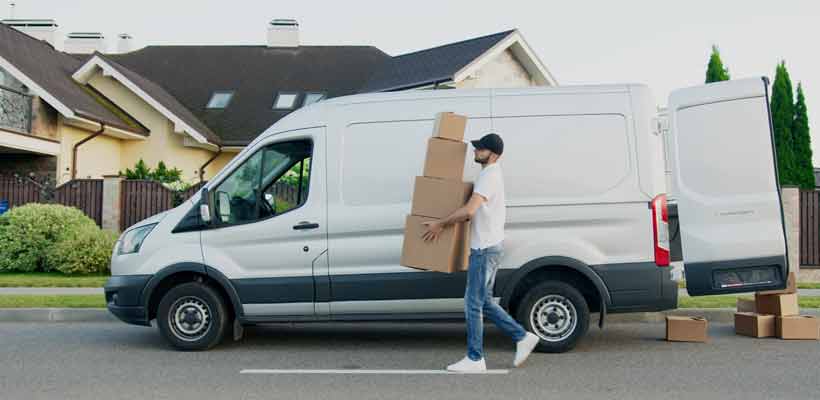 Ecommerce-delivery Courier making an eCommerce delivery