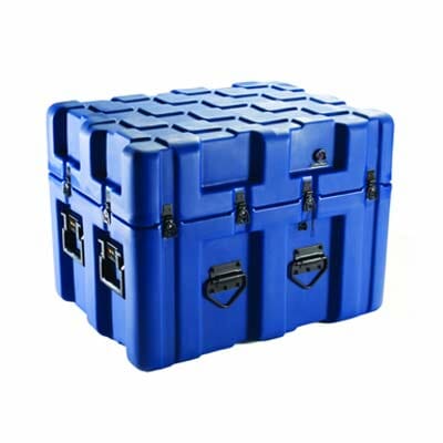 A blue Peli Hardigg ISP 2 case with stacking pattern on lid