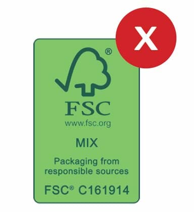 An example of an FSC logo with an incorrect background added