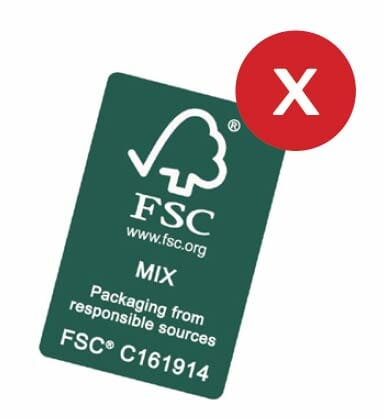 An example of an FSC logo incorrectly tilted