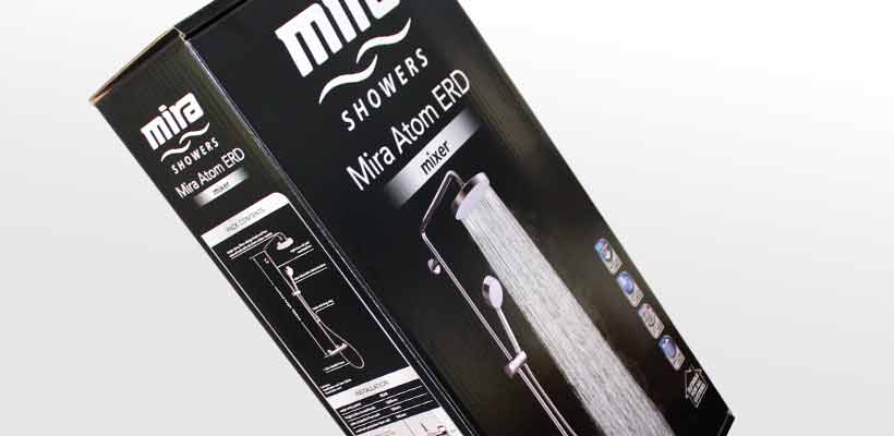 Cardboard retail packaging with black graphics