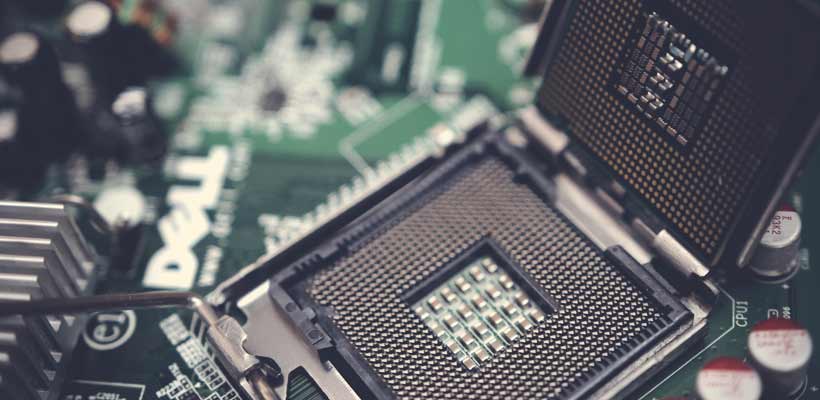 A printed circuit board damaged by ESD