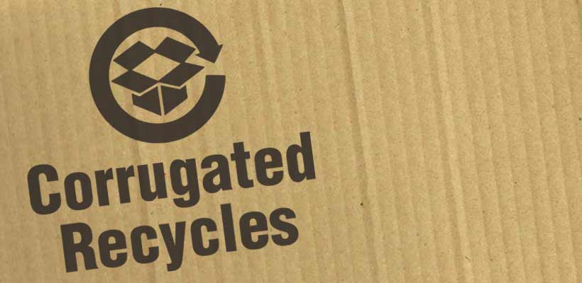 recycling-symbols-on-packaging Corrugated recycles logo printed in black on brown cardboard
