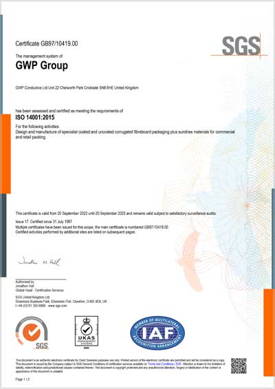 GWP ISO 14001 certification