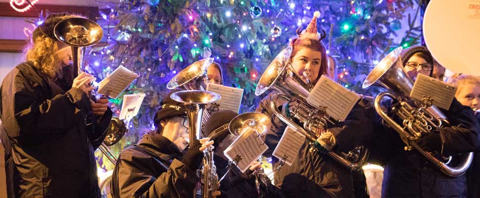 Cricklade band playing at Christmas