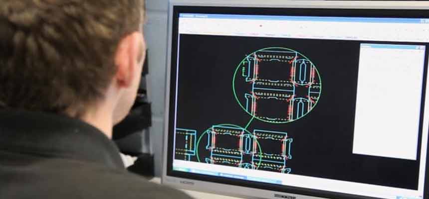 A packaging designer working on a packaging layout