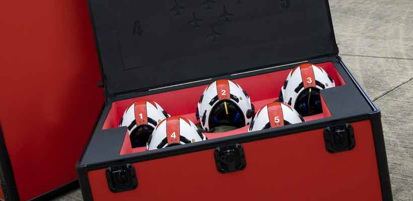 red-arrows-protective-cases A protective case with pilot helmets