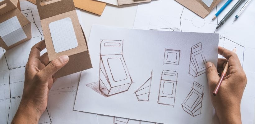 A packaging design and mock-up.