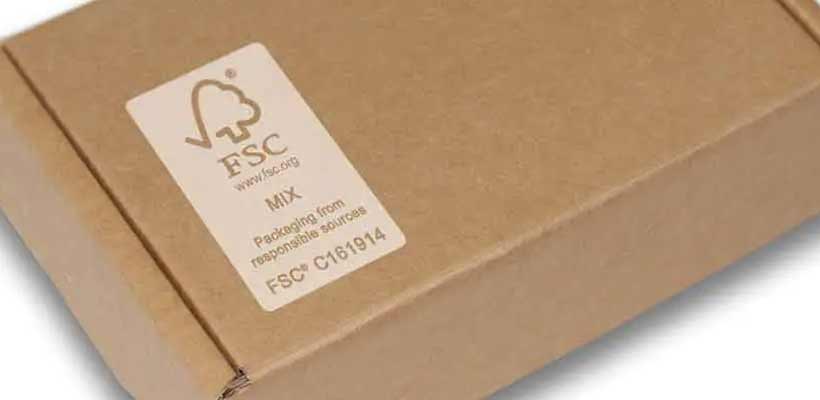 FSC logo printed on a cardboard box