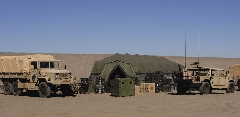Defence standard packaging A military camp in the desert