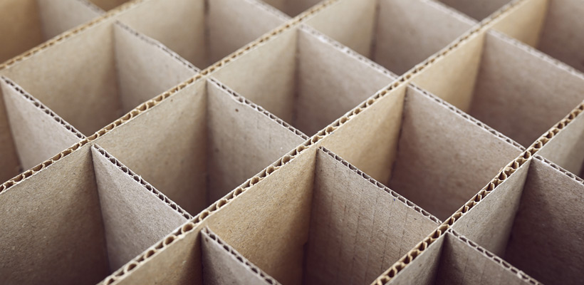 Cardboard dividers in a box