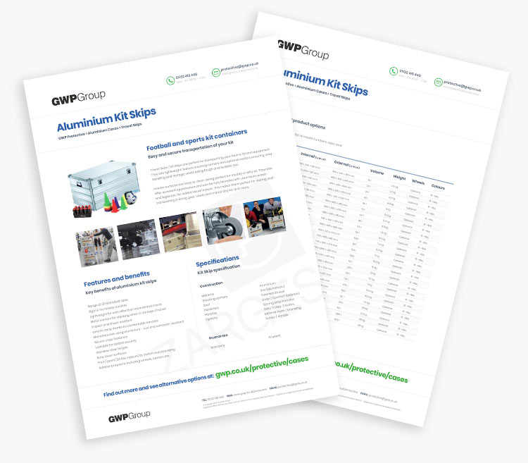 Zarges kit skips datasheet A downloadable Zarges kit skips datasheet.