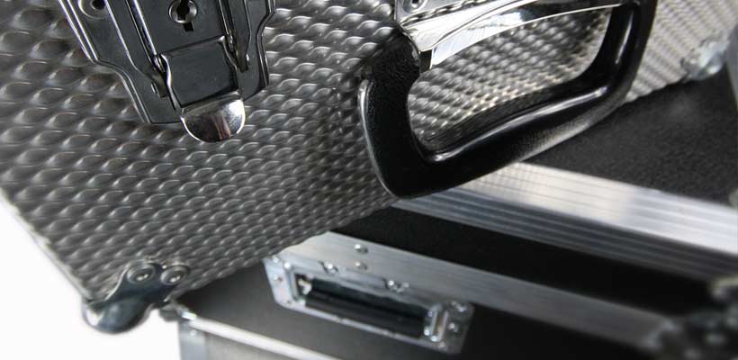 A stack of bespoke flight cases